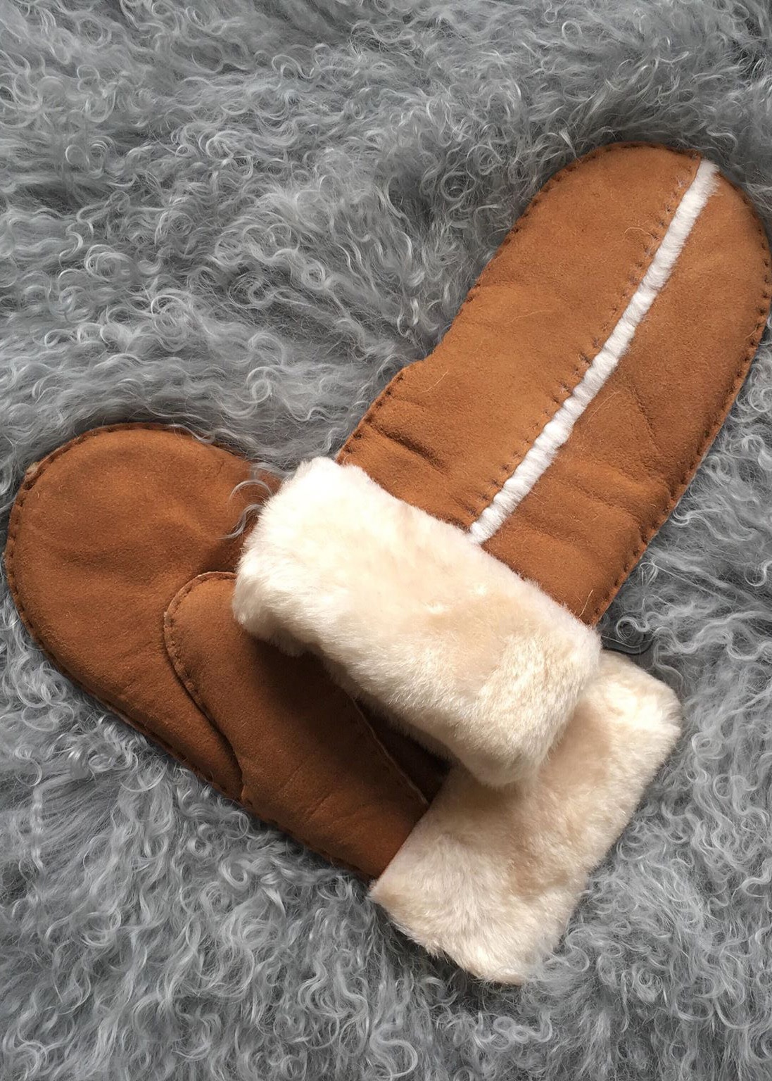 ladies sheepskin mittens small