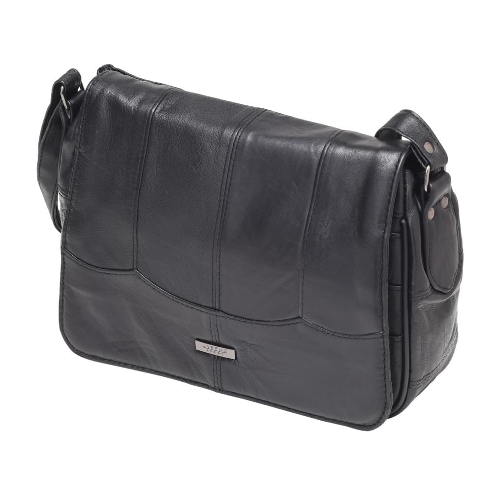 black leather organiser shoulder bag